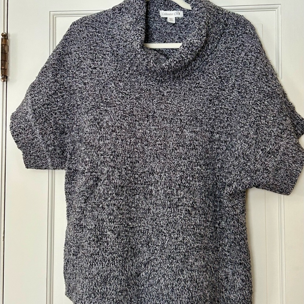 Coldwater Creek Charcoal Cowl Neck Sweater Button Detail both sides s/m marled